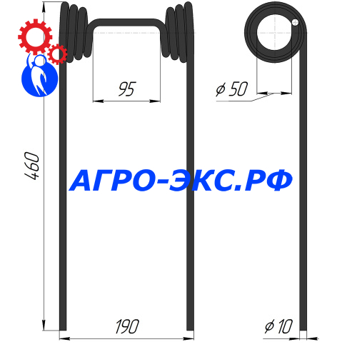 Зуб пружинный на культиватор КС-14.09