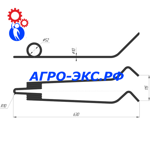 Зуб пружинный на сеялку AC351034 (AC 351.034)